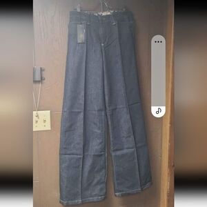 PAIGE Hillhurst Dark Blue Wide Leg Jeans
